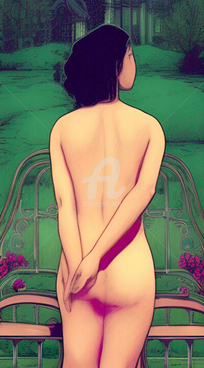 Arte digital titulada "Mujer desnuda de es…" por Paco Fuente, Obra de arte original, Foto-montaje
