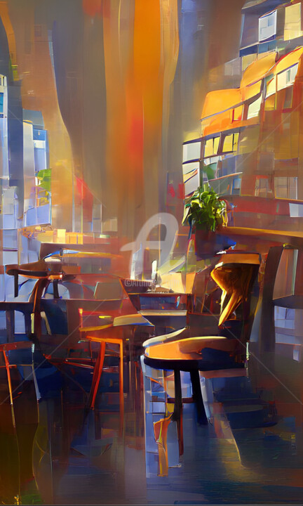 Digital Arts titled "Sillas de Café" by Paco Fuente, Original Artwork, Photo Montage