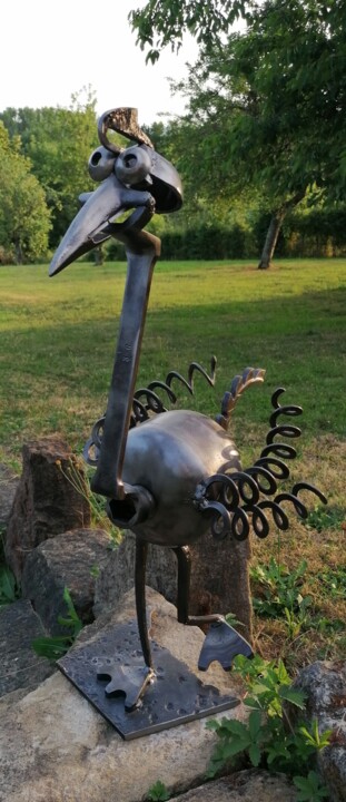 Scultura intitolato "Bipbip" da Pacom, Opera d'arte originale, Metalli