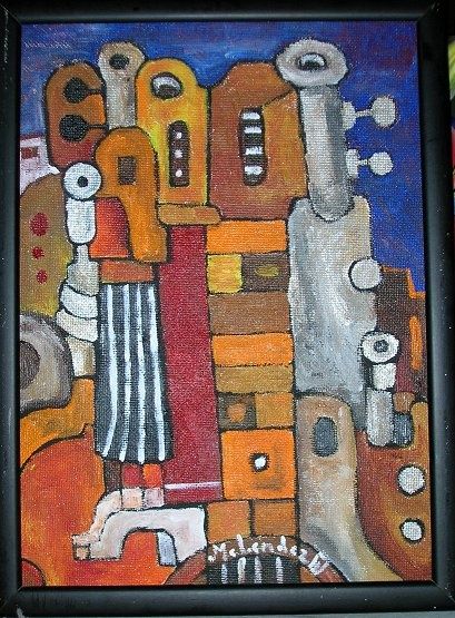 Painting titled "Acoplamiento musical" by Paco Melendez, Original Artwork