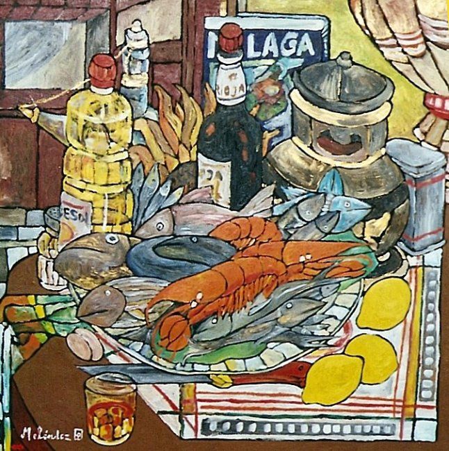 Картина под названием "BODEGON MALAGUEÑO" - Paco Melendez, Подлинное произведение искусства