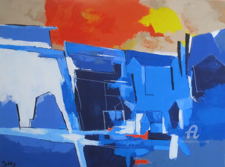 Painting titled "bleu azur" by Paddy, Original Artwork, Acrylic