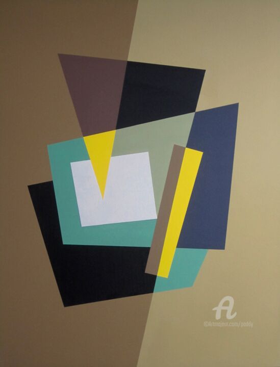 Painting titled "triangle jaune" by Paddy, Original Artwork, Acrylic