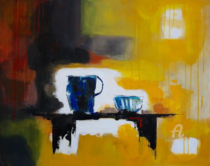 Peinture intitulée "le petit déjeuner" par Paddy, Œuvre d'art originale, Acrylique