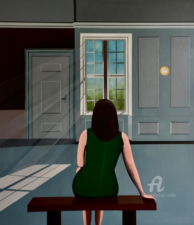 Painting titled "Je t'attends toujou…" by Paddy, Original Artwork, Acrylic Mounted on Wood Stretcher frame