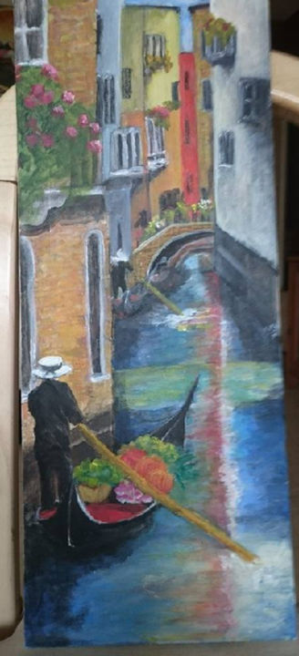 Peinture intitulée "Venise gondole" par Bérénice P., Œuvre d'art originale, Acrylique