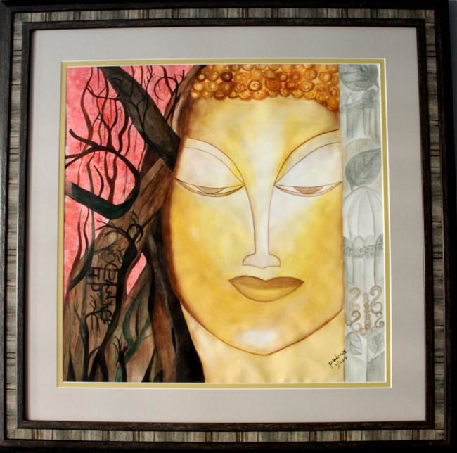 Painting titled "Meditation" by Padmasree Warrior, Original Artwork, Oil