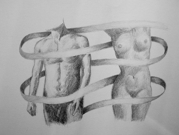Drawing titled "Juntos" by Carlos Pagani, Original Artwork, Pencil