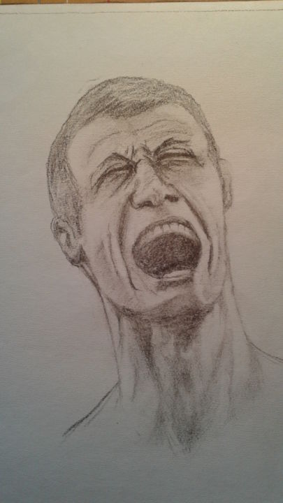 Drawing titled "El grito" by Carlos Pagani, Original Artwork, Charcoal