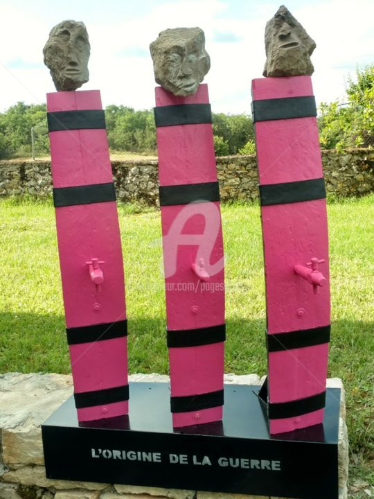 Escultura titulada ""L'origine de la gu…" por Pagès Du Pilou, Obra de arte original, Piedra