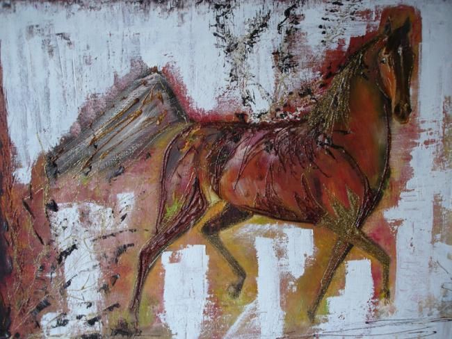 Painting titled "chevaux" by Catherine Simon, Original Artwork