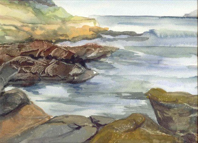 Malerei mit dem Titel "cliffs 2" von Amylee Peters, Original-Kunstwerk