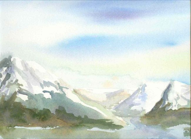 Painting titled "mountains" by Amylee Peters, Original Artwork