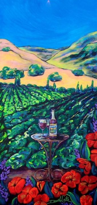 Peinture intitulée ""Napa Vineyard- 5"" par Donna M. Laconte, Œuvre d'art originale
