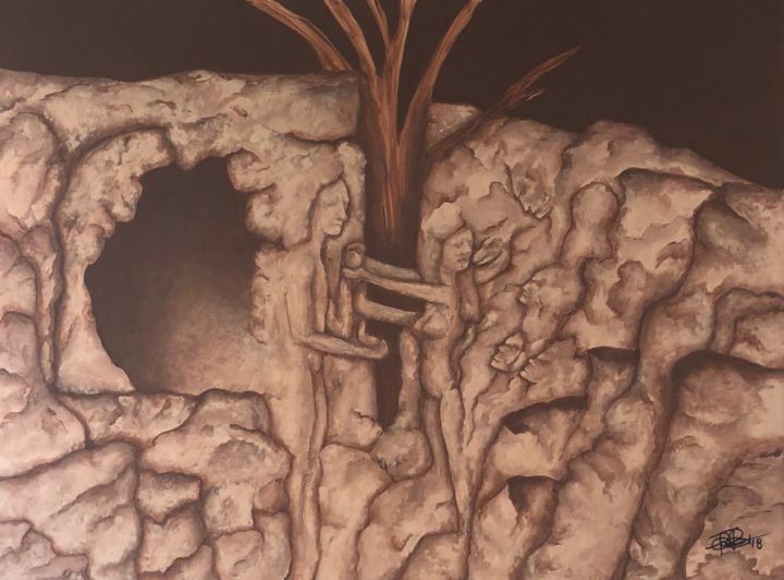 「Adam and Eve」というタイトルの絵画 Diane Tacinelliによって, オリジナルのアートワーク, アクリル