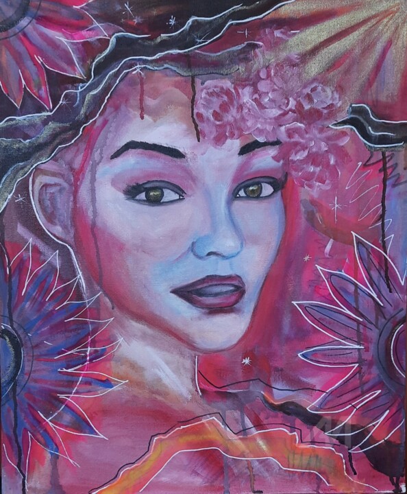 Painting titled "Marshmallow" by Vindhya Acharya, Original Art, Acrylic Mounted on Stretcher frame