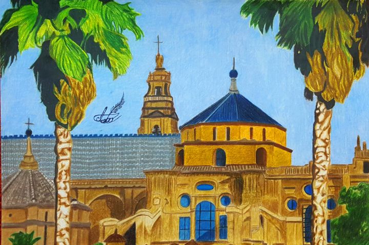 Painting titled "Cordoba Mosque" by Noor M.A, Original Artwork, Pencil
