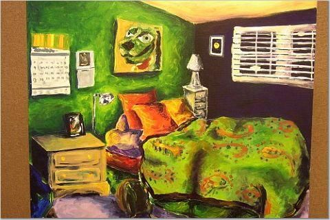 Painting titled "Bedroom" by Brittany Sundgren, Original Artwork