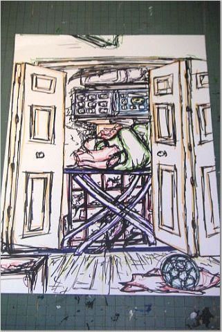 Painting titled "Closet Line Drawing" by Brittany Sundgren, Original Artwork