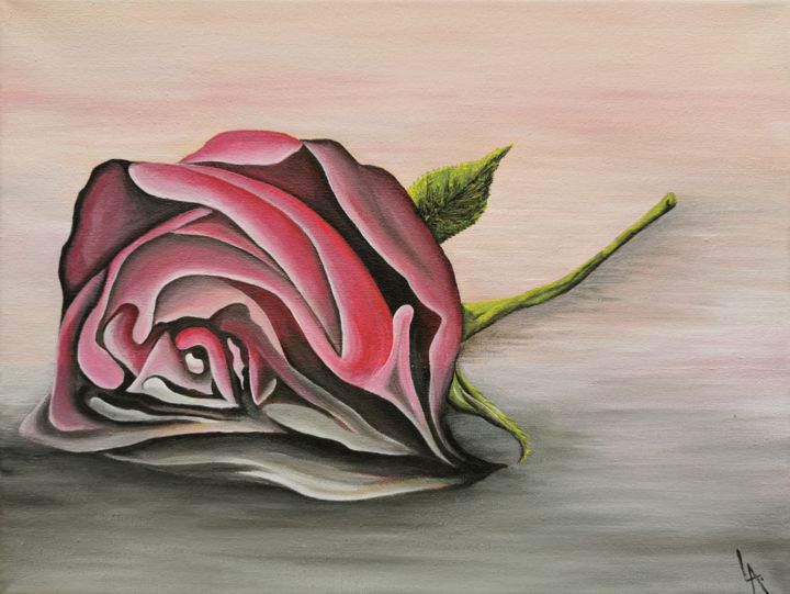 Peinture intitulée "Rose" par Laure Wills (Painter_LA), Œuvre d'art originale, Acrylique Monté sur Châssis en bois