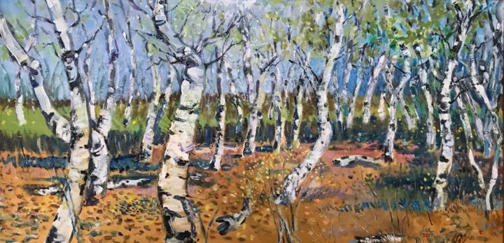 Peinture intitulée "(Steens)  Aspens 3" par Lee Andres Christiansen, Œuvre d'art originale, Huile