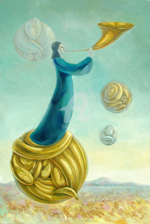 Pintura titulada "Uriel" por Filip Mihail, Obra de arte original, Oleo
