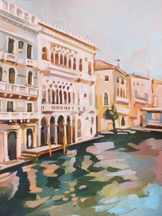 Pintura titulada "Venetian Palaces" por Filip Mihail, Obra de arte original, Acrílico
