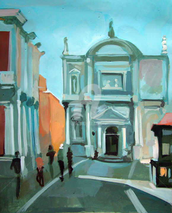 Painting titled "Chiesa di San Rocco" by Filip Mihail, Original Artwork, Acrylic