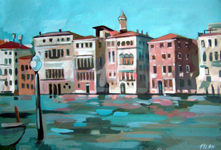 Painting titled "Grand Canal" by Filip Mihail, Original Artwork, Acrylic