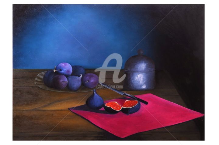Painting titled "PLUM AND FİG" by Reshad Bedelbeyli̇, Original Artwork, Oil