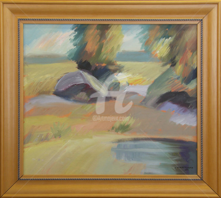 Painting titled "Landscape" by Painters From Finland, Original Artwork, Oil