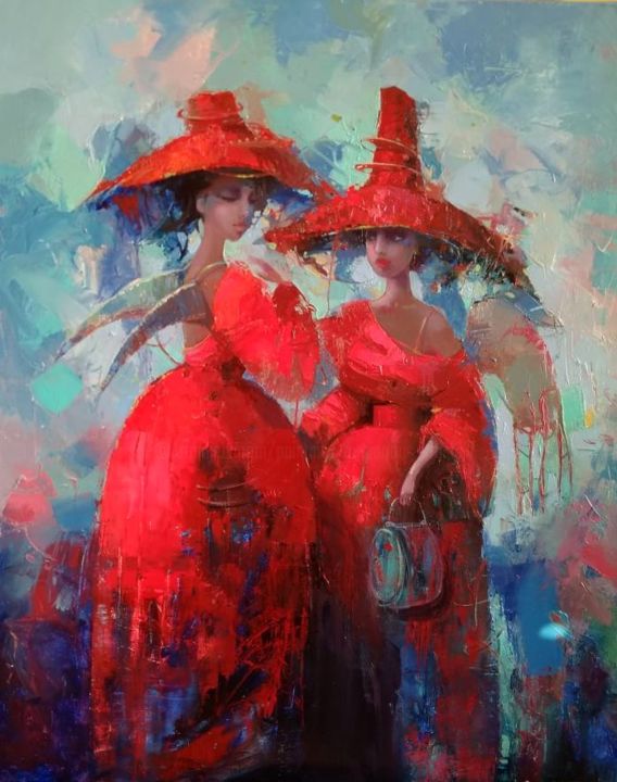 Painting titled "Ladies" by Paintings By Various Artists From Ukraine, Original Artwork, Oil