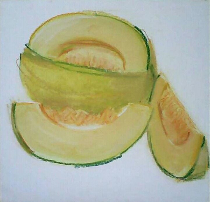 Painting titled ""Melon"" by Kalinka Stefanova, Original Artwork, Pastel