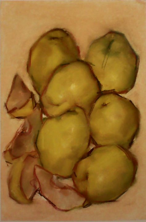 Painting titled "Quince" by Kalinka Stefanova, Original Artwork, Pastel