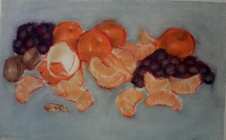 Pintura titulada "Tangerines and grap…" por Kalinka Stefanova, Obra de arte original, Pastel