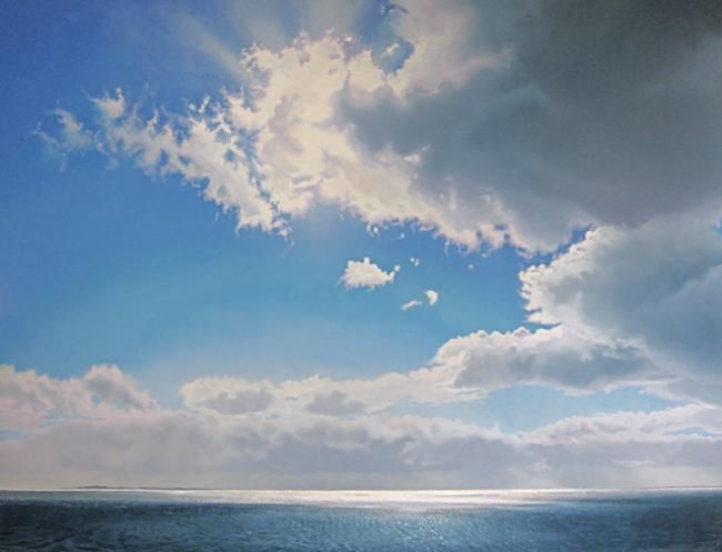 ocean with clouds in