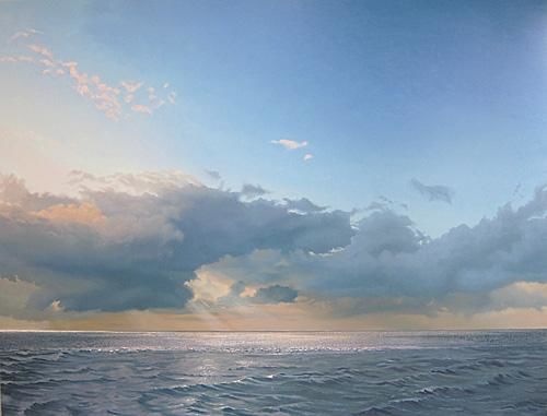 Pittura intitolato "Ocean With Evening…" da Janhendrik Dolsma, Opera d'arte originale, Olio
