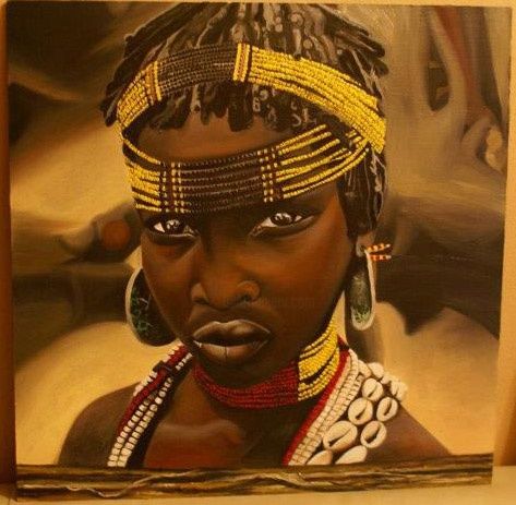 Painting titled "African" by Gyula Lakatos, Original Artwork