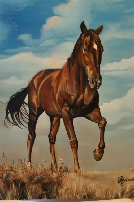 Painting titled "Horse" by Gyula Lakatos, Original Artwork