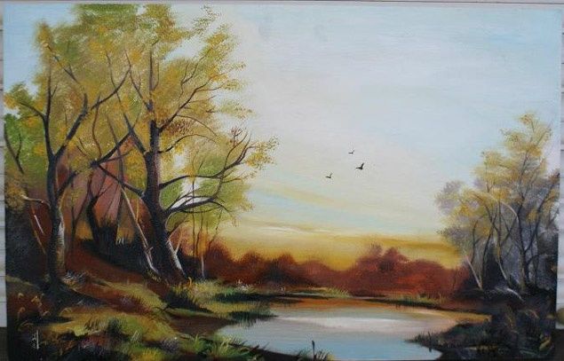 Painting titled "Landscape" by Gyula Lakatos, Original Artwork