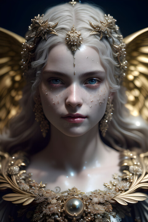 Digitale Kunst getiteld "My Guardian Angel" door Pako Benoit, Origineel Kunstwerk, AI gegenereerde afbeelding