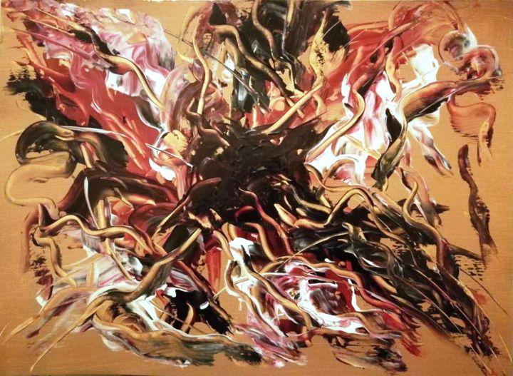 Painting titled "Red et Black" by Pakokante, Original Artwork, Acrylic