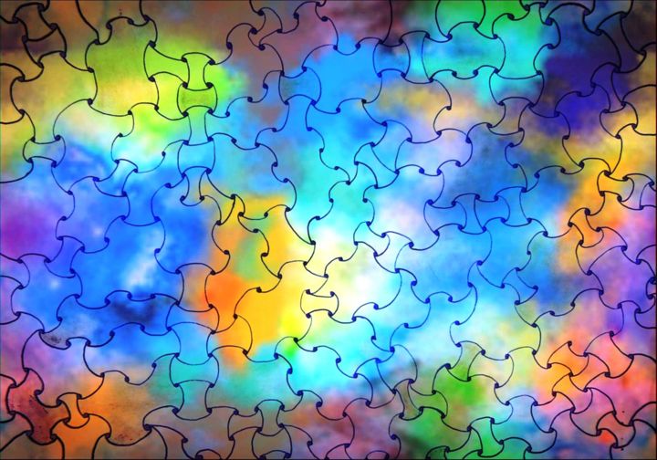 Digital Arts titled "Multicolor puzzle" by Pakokante, Original Artwork, Digital Painting