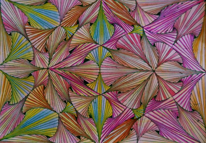 Dessin intitulée "Multicolor flowers" par Pakokante, Œuvre d'art originale, Art de la table