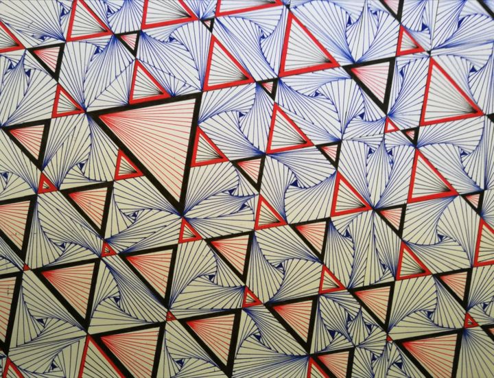 Tekening getiteld "Triangles and shapes" door Pakokante, Origineel Kunstwerk, Tabel kunst