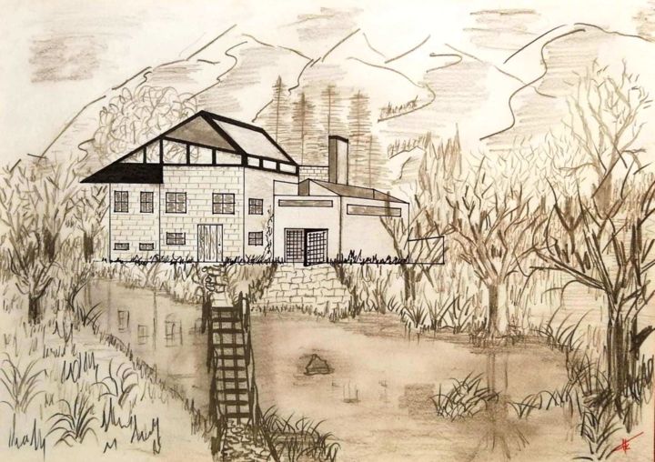 「Sweet farm」というタイトルの絵画 Pakokanteによって, オリジナルのアートワーク, ジェルペン