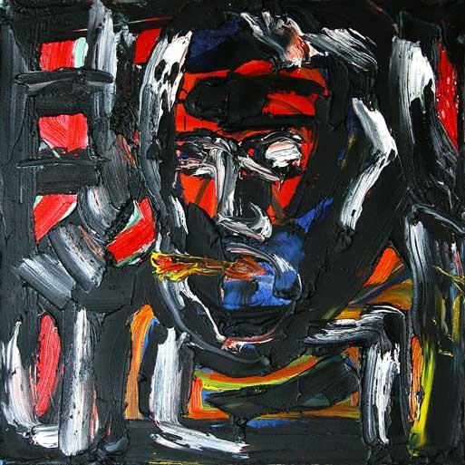 Painting titled "Auto-clopetrait" by Alexandru Palade, Original Artwork, Oil