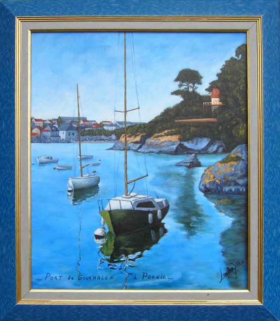 Peinture intitulée "Port de Gourmalon à…" par Yves Larcher, Œuvre d'art originale, Huile