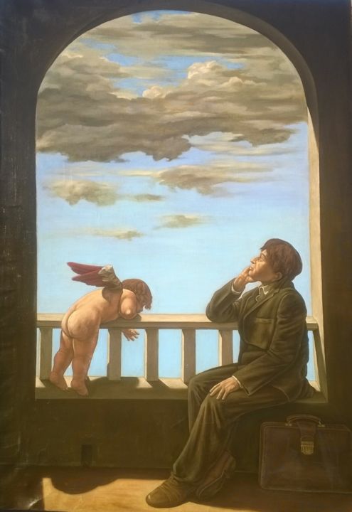 Malerei mit dem Titel "il sognatore.jpg" von Francesco Palmieri, Original-Kunstwerk, Öl