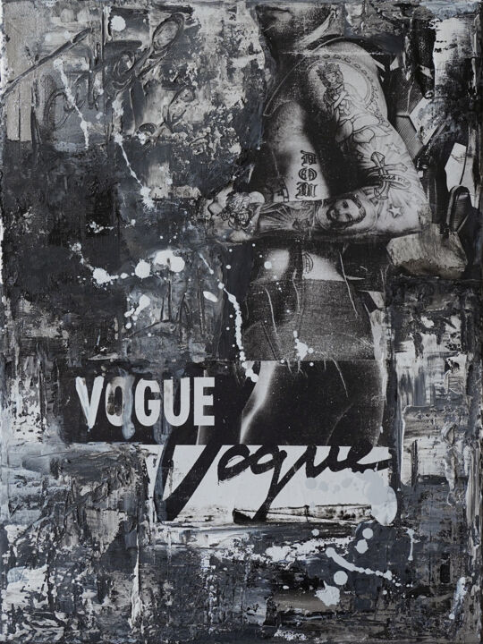 Collages getiteld "“Tattoo vogue” coll…" door Palirina, Origineel Kunstwerk, Acryl Gemonteerd op Frame voor houten brancard